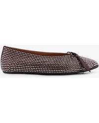 The Attico - Kali Satin Ballerinas With All-Over Rhinestone Detail - Lyst