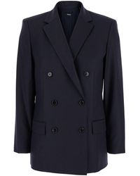 Theory - Boxy Double-Breasted Jacket With Sleek Finish - Lyst