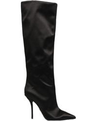 Dolce & Gabbana - Satin Knee High Stiletto Boots Shoes Silk Viscose - Lyst