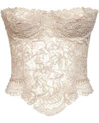 Ermanno Scervino - Embroidered Tulle And Rebrodé Lace Bustier Top - Lyst