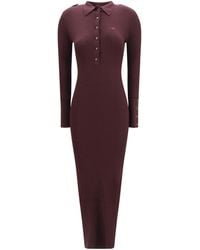 Courreges - Rib Knit Polo Long Dress Viscose; Polyester - Lyst