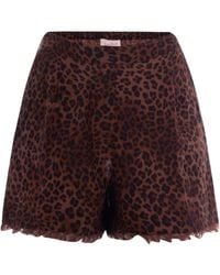 MC2 Saint Barth - Shorts Amani Linen Leopard - Lyst