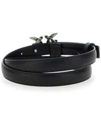 Pinko - 'Love Berry' Belt With Love Birds Diamond Cut Buckle - Lyst