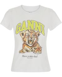 Ganni - T-Shirt Basic Cotton Jersey Baby Fit Tiger - Lyst