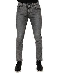Dolce & Gabbana - Washed Cotton Slim Fit Denim Jeans - Lyst