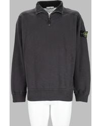 Stone Island - Half-Zip Sweatshirt With Logo Patch Cotton T-Shirts And Polos - Lyst