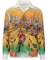 Casablancabrand - Silk Shirt With Traffic Print - Lyst