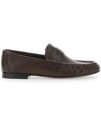 Brunello Cucinelli - Leather Loafers With Monile Detail - Lyst