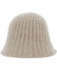 Brunello Cucinelli - Knitted Beanie With Diamond Yarn Cashmere Blend Hat - Lyst
