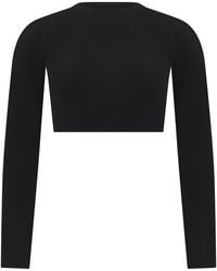 Alaïa - Cropped Long-Sleeve Top Polyester Tops - Lyst