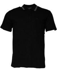 Versace - Black Viscose Collared Polo Short Sleeves T - Lyst