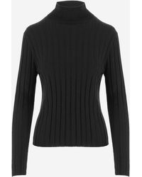 Allude - Wool High Neck Ribbed Sweater - Lyst