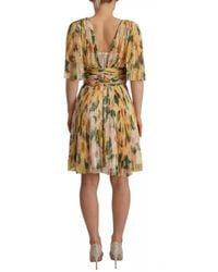 Dolce & Gabbana - Floral Print Pleated Maxi Dress - Lyst