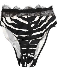 Dolce & Gabbana - Zebra Print Lace Trim High Underwear Silk Clothing - Lyst
