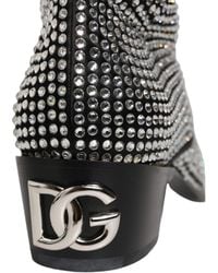 Dolce & Gabbana - Crystal Embellished Ankle Boots Shoes Silk Viscose Glass - Lyst