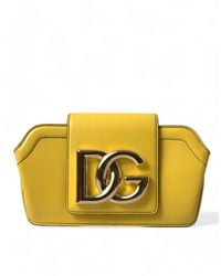 Dolce & Gabbana - Yellow Smooth Leather Dg Logo Clutch Crossbody Case Bag - Lyst
