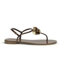 Giuseppe Zanotti - Brown Stainless Steel Flat Sandals - Lyst