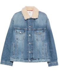 Acne Studios - Button Fastening Shearling Collar Outerwear Cotton: 100. Jacket - Lyst