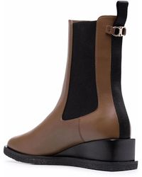 Ferragamo - Ferragamo Wedged Leather Ankle Boot - Lyst