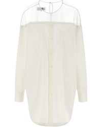 MM6 by Maison Margiela - Tulle Insert Shirt Cotton Shirt, Blouse - Lyst