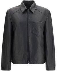 Prada - Black Lamb Ovis Aries Aries Leather Jacket - Lyst