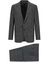 ZEGNA - Wool Flannel Check Pant Suit - Lyst