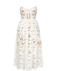Self-Portrait - Embroidered Midi Dress With Bow - Lyst