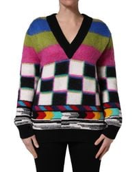 Dolce & Gabbana - Stripes V-Neck Pullover Sweater Clothing - Lyst