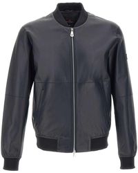 Peuterey - Fans Leather Acc Biker Jacket - Lyst