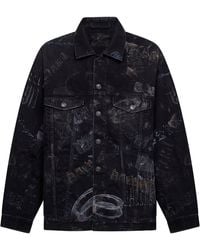 Balenciaga - Fade Out Washed Crayon Allover Denim Oversized Jacket - Lyst