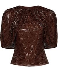 Self-Portrait - Self Portrait Rhinestone-Embellished Tulle Top With Cape Sleeves - Lyst