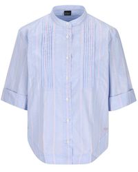Fay - Poepelin Shirt With Mandarin Collar - Lyst