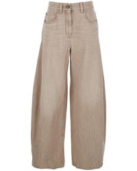 Brunello Cucinelli - Jeans With Five-Pocket Design And Patch Logo On The Back - Lyst