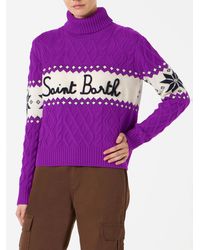 Mc2 Saint Barth - Half-Turtleneck Sweater With Saint Barth Lettering - Lyst