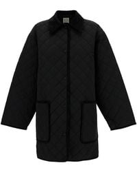 Totême - Black Jacket With Collar And Oversized Pockets In Quilted Fabric Woman - Lyst