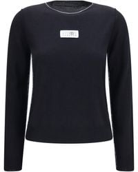 MM6 by Maison Margiela - Wool-Blend T-Shirt With Contrast Details T-Shirts - Lyst