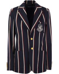 Polo Ralph Lauren - Striped Blazer With Crest - Lyst