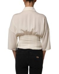 Dolce & Gabbana - Ascot Collar Long Sleeves Blouse Top Silk Elastane - Lyst