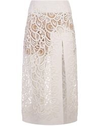 Ermanno Scervino - Embroidered Midi Skirt With Slit - Lyst