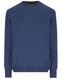 Fay - Blue In Cotton Shaved Knit Jumper - Lyst