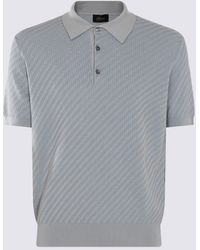 Brioni - Light Blue Cotton-silk Blend Polo Shirt - Lyst