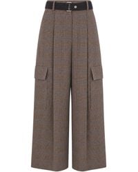 P.A.R.O.S.H. - Wide-Leg Trousers Prince Of Wales Check Viscose - Lyst