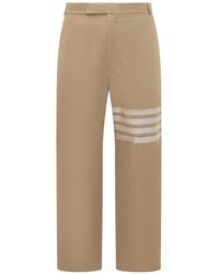 Thom Browne - Cotton Trousers With 4-bar Pattern - Lyst