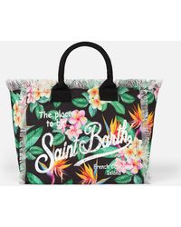 Mc2 Saint Barth - Vanity Canvas Shoulder Bag With Floral Print - Lyst