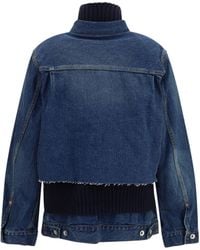 Sacai - Denim Jacket With Wool Knit Layer - Lyst
