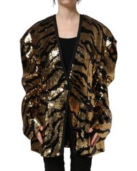 Dolce & Gabbana - Sequin Tiger Stripe Blazer Jacket Polyester Silk Elastodiene Clothing - Lyst