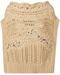 Ermanno Scervino - Perforated Rib Trim Knit Top - Lyst