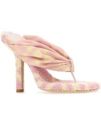 Burberry - Printed Fabric Pool Check Thong Mules - Lyst