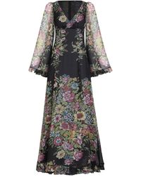 Etro - Silk Long Dress With Floral Motif - Lyst