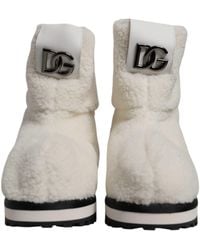 Dolce & Gabbana - Plush Logo Padded Mid Calf Boots Shoes Fabric - Lyst